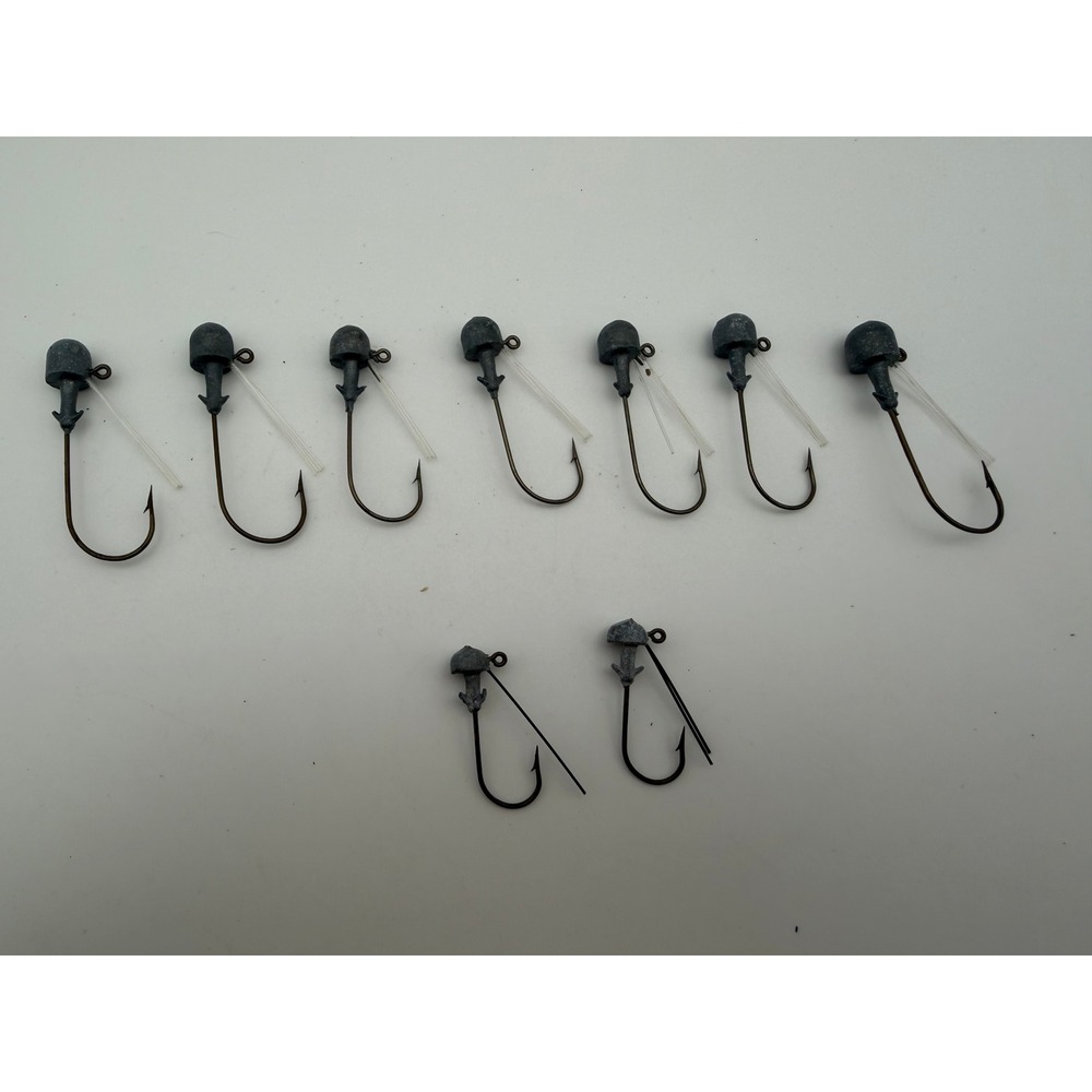 Handmade Weedless Jig Head Fishing Lure Lot 9pc Mushroom‎ Head Bass 1/4oz 3/32oz